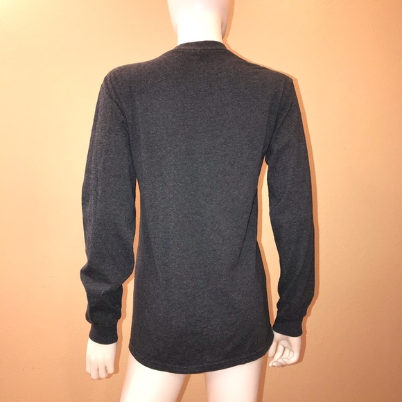 Cats Long Sleeve Graphic Tee Womens Size Small Grey Spell Out Paw Print - Picture 3 of 13